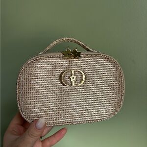 Chic Woven Beige Cosmetic Case